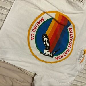 Aviator Nation White Tee with Multicolor Logo
